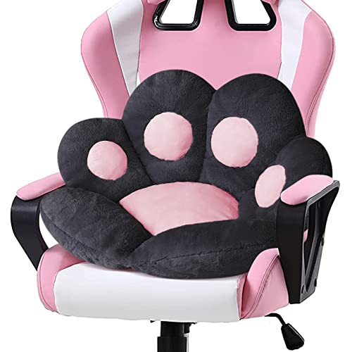 Ditucu Cat Paw Cushion Kawaii Chair Cushions 31.4 x 27.5 inch Cute Stuff Seat Pad Comfy Lazy Sofa Office Floor Pillow for Gaming Chairs Room Decor Black