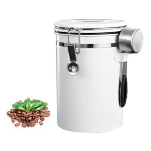 coffee canister, airtight stainless steel coffee containers with date tracker and scoop, 22oz , white (large)