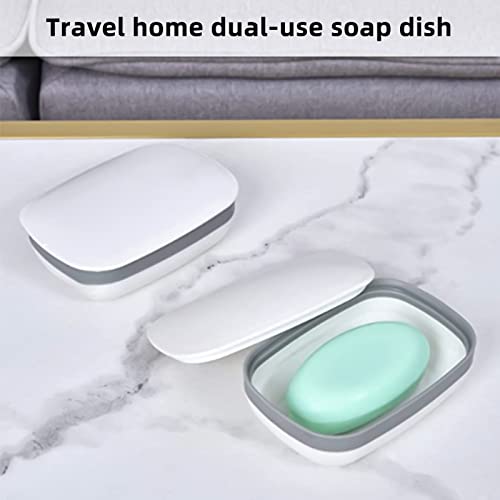 Jawflew Travel Soap Box, Soap Dish for Shower, Soap Bar Holder Dish Container Case, Strong Sealing Leak Proof Portable Soap Saver for Bathroom, Gym, School, Camping, Hiking, Vacation, Outdoor (White)