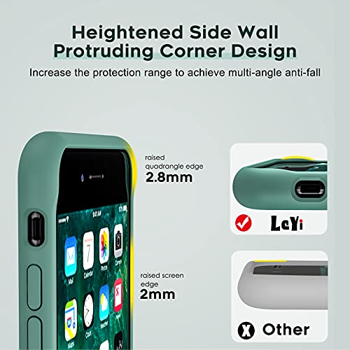 LeYi for iPhone 8/7/6s/6 Case with Stand & 2 Glass Screen Protectors - Green Liquid Silicone Shockproof Cover for Women, Girls, Boys