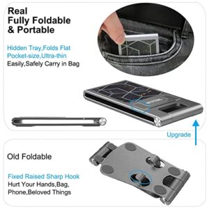 OFUYERL Fully Foldable Cell Phone Stand,Folds Flat Adjustable Portable Mobile Phone Holder for Desk,Travel Desktop Marble Cellphone Stand,Compatible with iPhone,Galaxy,All Smartphone (Grey,Black)