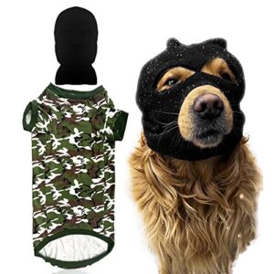 zhiend dog sweat shirts, dog hats, fierce robbers decorative set, dog cosplay costumes, fun christmas、 halloween costumes ，for medium and large dogs (black)