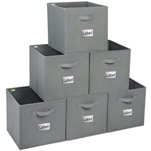 keegh storage cubes cube storage bins 13x13x13 inch foldable fabric closet organizer for shelves storage box cubby bins cloth nursery decorative basket with handles, dark gray