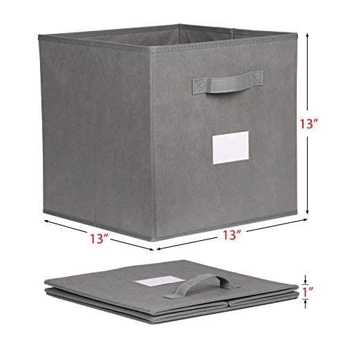 KEEGH Storage Cubes Cube Storage Bins 13x13x13 inch Foldable Fabric Closet Organizer for Shelves Storage Box Cubby Bins Cloth Nursery Decorative Basket with Handles, Dark Gray