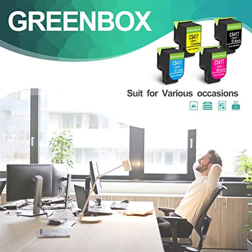 GREENBOX Remanufactured CS417 Toner Cartridge 6,000 Pages Replacement for Lexmark CS417 CS417dn CX417 CX417de CS517 CS517de CX517 CX517de ( 4-Pack, High Yield )