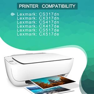 GREENBOX Remanufactured CS417 Toner Cartridge 6,000 Pages Replacement for Lexmark CS417 CS417dn CX417 CX417de CS517 CS517de CX517 CX517de ( 4-Pack, High Yield )