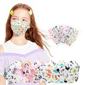 pruk 60 pcs multicolor kids kf94 mask, individually packed 4 layer fish mouth type kf94 masks, disposable kf94 kids masks for school and daily use