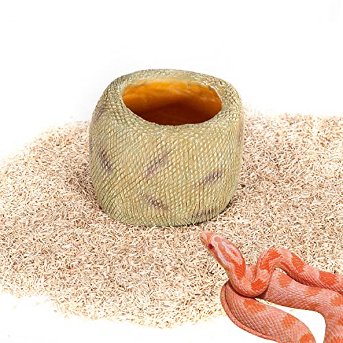 REPTIZOO Snake Water Bowl Terrarium Resin Rock Deep Snake Water Dish Anti-Overturning Reptile Bath Bowl(Medium)