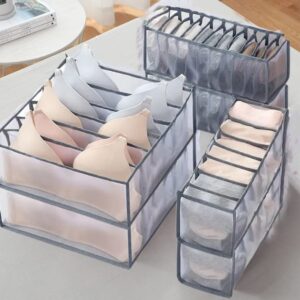 6 Pack Underwear Organizer, Drawer Organizer and Storage for Clothes, Foldable Washable Clothes Drawer Organizer, Clothing Organizer Drawer Divider 6/7/11 Compartments for Bra, Socks and Panties