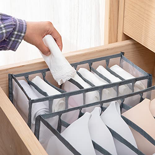 6 Pack Underwear Organizer, Drawer Organizer and Storage for Clothes, Foldable Washable Clothes Drawer Organizer, Clothing Organizer Drawer Divider 6/7/11 Compartments for Bra, Socks and Panties