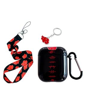 with red cloud lanyard keychain airpods 1/2 case cover，personalised anime and unique imd process tpu soft airpods case