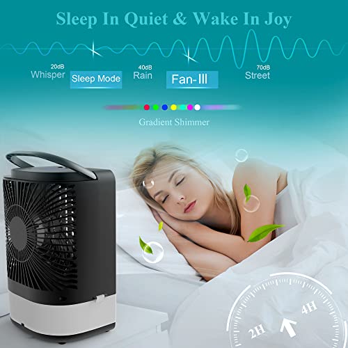 Portable Air Conditioner Cooling Fan, EEIEER Personal Desk Misting Humidifier Fan Mini Air Conditioners Evaporative Air Cooler Rechargeable Fans with Remote for Room Office Outdoor-Black