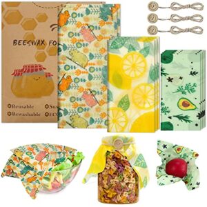 beeswax reusable food wraps 9 packs - beeswax wraps for food, beeswax wrap sustainable wax paper for sanwich bread cheese fruits snacks, zero waste(s/m/l)