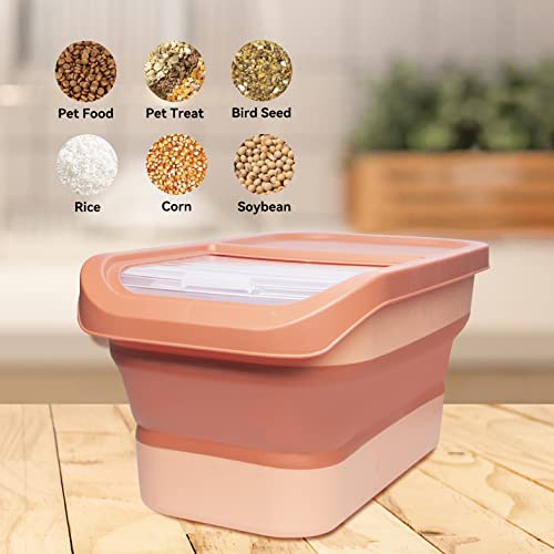 DDMOMMY 10-13 Lbs Dog Food Storage Container, Collapsible Dog Food Container with Sliding Lid, Scoop and Silicone Dog Bowl, Pet Food Storage Containers Dry Food for Dog, Cats and Other Pets (Red)