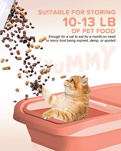 DDMOMMY 10-13 Lbs Dog Food Storage Container, Collapsible Dog Food Container with Sliding Lid, Scoop and Silicone Dog Bowl, Pet Food Storage Containers Dry Food for Dog, Cats and Other Pets (Red)