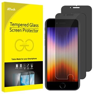 jetech privacy screen protector for iphone se 3 (2022 3rd edition) 4.7-inch, anti spy tempered glass film, case friendly, 2-pack