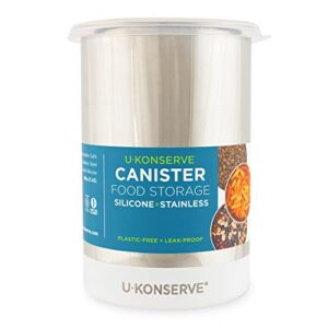 u konserve stainless steel bulk food-storage canisters 48oz - clear silicone lid - airtight - kitchen containers - dishwasher safe - plastic free