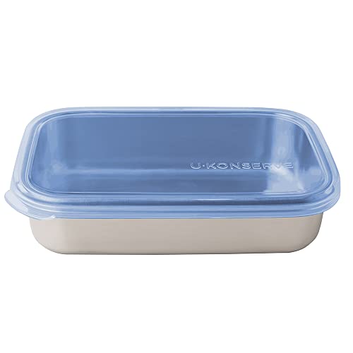 U Konserve Stainless Steel Rectangle Food Storage Bento Box Container, Leak Proof Silicone Lid Dishwasher Safe - Plastic Free, (25oz Cosmice Blue)