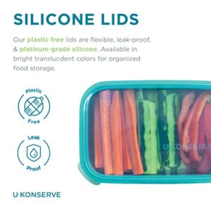 U Konserve Stainless Steel Rectangle Food Storage Bento Box Container, Leak Proof Silicone Lid Dishwasher Safe - Plastic Free, (25oz Cosmice Blue)