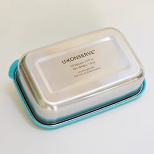 U Konserve Stainless Steel Rectangle Food Storage Bento Box Container, Leak Proof Silicone Lid Dishwasher Safe - Plastic Free, (25oz Cosmice Blue)