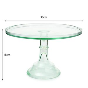 Colorful Glass Footed Crystal Cake Stand 12" Large Pretty Cake Stand, Stands for Dessert Table, Wedding, Baby Shower, Serving Trays for Party or Brunch Decorations, Cake Plate Serving Platter