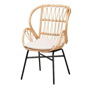 baxton studio caelia dining chair, natural brown/black