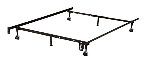 KB Designs - 6-Leg Adjustable Metal Queen, Full, Full XL, Twin, Twin XL, Bed Frame with Rug Rollers & Locking Wheels