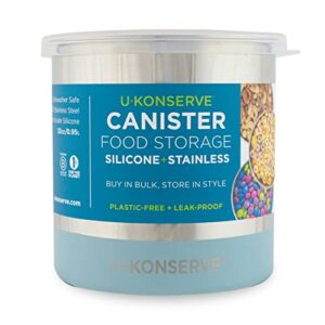 u konserve stainless steel bulk food-storage canisters 32oz - clear silicone lid - airtight - kitchen containers - dishwasher safe - plastic free