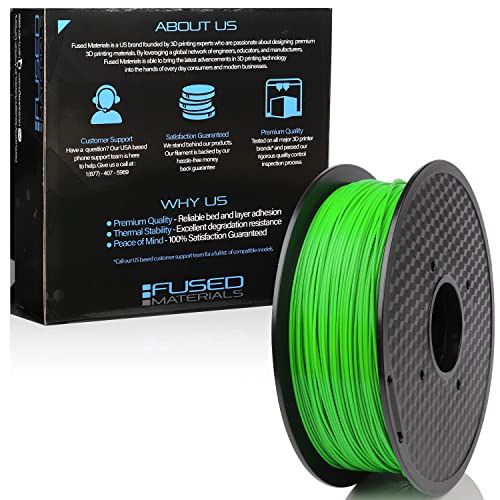 Fused Materials Green PETG 3D Printer Filament - 1kg Spool, 1.75mm, Dimensional Accuracy +/- 0.03 mm, (Green)