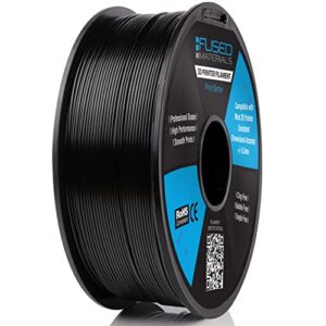 Fused Materials PA12 3D Printer Filament, 1.75mm, 1kg roll – Nylon 12 Filament – Moisture Resistant Filament for 3D Printers (Black)