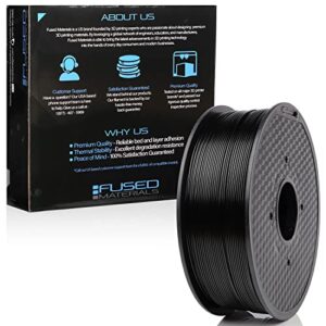 Fused Materials PA12 3D Printer Filament, 1.75mm, 1kg roll – Nylon 12 Filament – Moisture Resistant Filament for 3D Printers (Black)