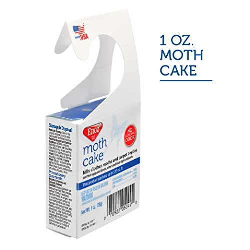 Enoz Moth Cake, Kills Clothes Moths and Carpet Beetles, No Clinging Odor, 1 Oz Hanger (Pack of 8)