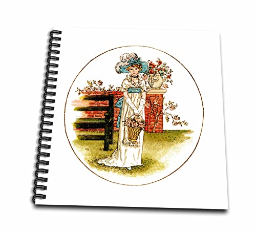 3dRose Pretty Kate Greenaway Illustration of a Girl with a Basket of... - Drawing Books (db_356331_2)