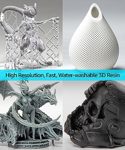 SuperFast 8K 3D Printer Resin Water Washable, 50um Print in 0.5 sec, Made in Korea by 3DMaterials (5000g, Grey)