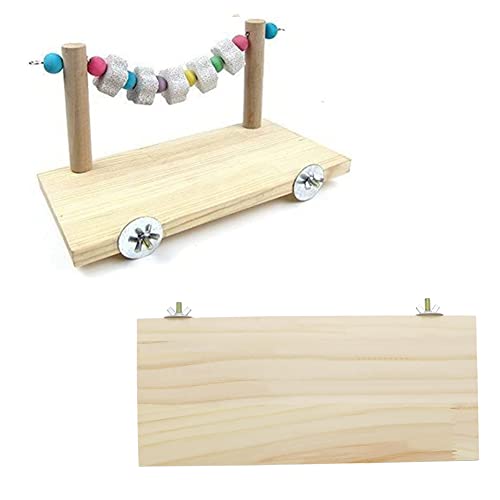 Litewoo Pet Wooden Standing Platform Square Chewing Wooden Shelf Board Suitable for Parrot Chinchilla Hamster Guinea Pig Gerbil Rabbit Squirrel Honey Bag Glider Small Animals Etc