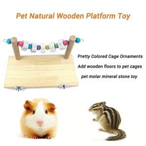 Litewoo Pet Wooden Standing Platform Square Chewing Wooden Shelf Board Suitable for Parrot Chinchilla Hamster Guinea Pig Gerbil Rabbit Squirrel Honey Bag Glider Small Animals Etc