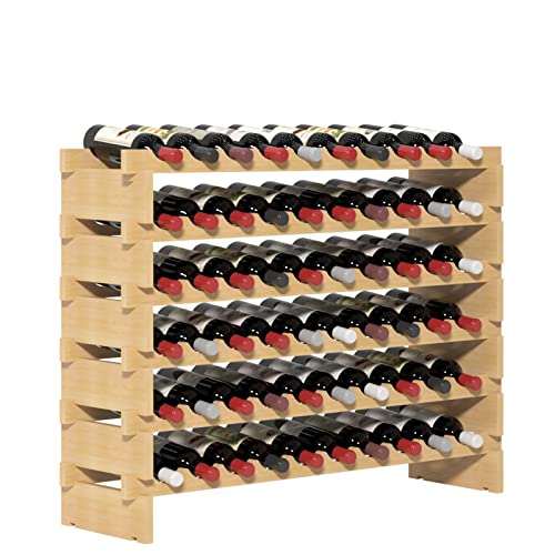 SogesHome Wine Rack Wood Storage Rack Stand, 60 Bottles Holder, 6 Tier Stack-able Wine Storage Organizer Free Standing