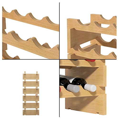 SogesHome Wine Rack Wood Storage Rack Stand, 60 Bottles Holder, 6 Tier Stack-able Wine Storage Organizer Free Standing