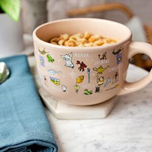 Disney Princess Ceramic Soup Mug with Vented Lid | Bowl For Ice Cream, Cereal, Oatmeal | Large Coffee Cup For Espresso, Caffeine, Beverage | Cute Home & Kitchen Decor Essentials | Holds 24 Ounces