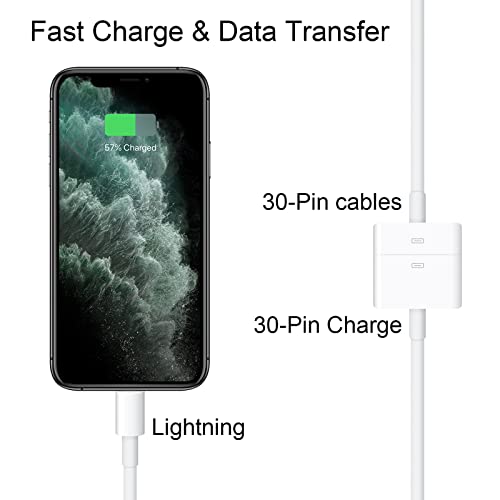 Lightning to 30-Pin Adapter, [MFi Certified] iPhone Charging Data Sync Connector Cable 8-Pin Male to 30-Pin Female Output Adapter Compatible iPhone 13/12/11/X/8/7/6/5/4S/4/3/3G/iPad/iPod(0.2 m)