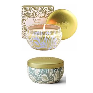 la jolie muse vanilla coconut & orange blossom scented candle, candles gifts for women, 45 hours long lasting burning, tin, 6.5 oz