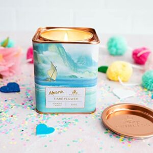 Ukonic Disney Princess Home Collection Moana 11-Ounce Scented Tea Tin Candle with Tiare Flower Aromatic Fragrance | 28-Hour Burn Time | Home Decor Housewarming Essentials, and Collectibles