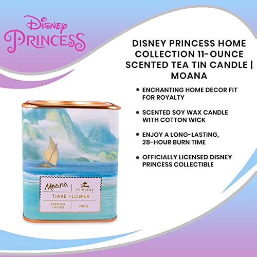 Ukonic Disney Princess Home Collection Moana 11-Ounce Scented Tea Tin Candle with Tiare Flower Aromatic Fragrance | 28-Hour Burn Time | Home Decor Housewarming Essentials, and Collectibles