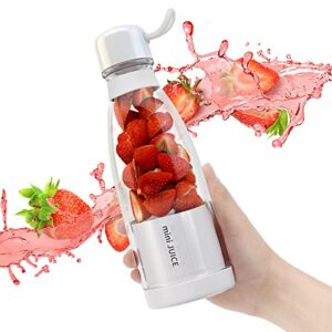 portable blender, one-handed drinking travel bottle for shakes and smoothies, 8 blade ​portable juicer,14 oz with rechargeable usb personal size blenders