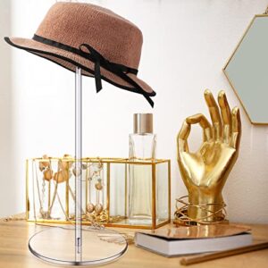 2 Set Clear Acrylic Hat Stand and Wig Display Rack Hat Stands for Display Hat Pedestal Stand Round Barbell Pedestal Display Riser Wig Display Holder for Hat Watch(12 Inch in Height, Round Bottom)