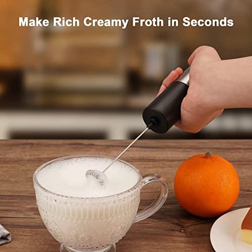 SENZER Milk Frother for Coffee, Handheld Electric Milk Frother Foam Maker Battery Operated Whisk Drink Mixer, Stainless Steel Mini Foamer for Lattes,Cappuccino, Matcha, Hot Chocolate