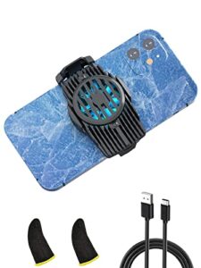 phone cooler for iphone, gaming phone cooling accessories, phone fan radiator for phone width from 2.6" to 3.5", cell phone game semiconductor heatsink for gaming, live streaming, watch videos -black