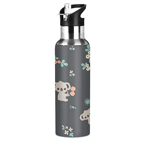 Cute Koala Water Bottle Kids Stainless Steel Vacuum Insulated Water Flask Sandard Mouth Bottle with Wide Handle