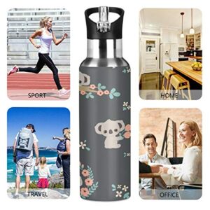 Cute Koala Water Bottle Kids Stainless Steel Vacuum Insulated Water Flask Sandard Mouth Bottle with Wide Handle