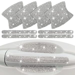 8pcs bling car door handle protector, bling car accessories crystal glitter door handle protector stickers and decals scratch safety reflective auto sticker for woman …